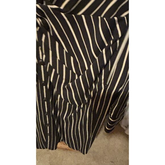Worth New York V-Neck Striped Twist Front Sheath Dress - Black & Tan - Size 4 - Picture 5 of 6